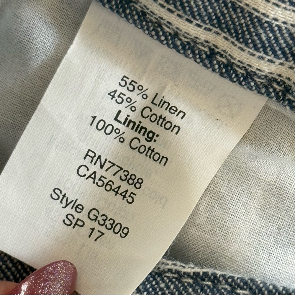Madewell Striped Lace-Up Linen Shorts Size: 4 Erie Stripe Nostalgia Blue - Picture 8 of 11